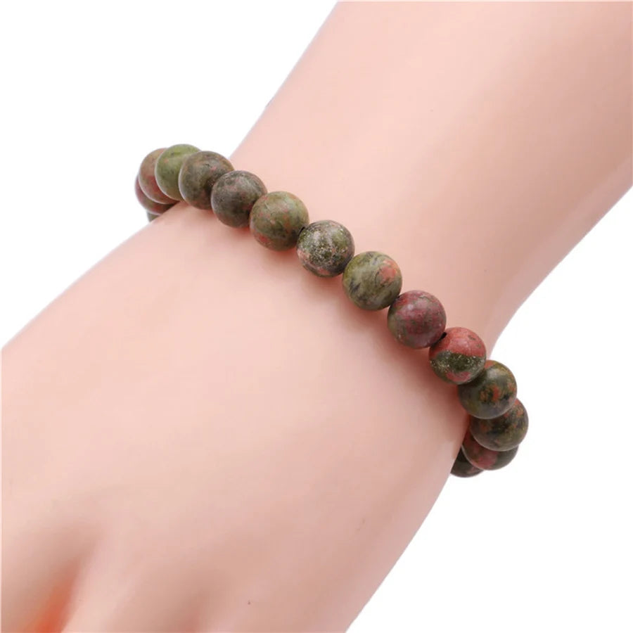 Nature Healing Crystal Beaded Bracelets ( Men 8mm Natural Stone Lava Rock, Tiger Eye, Black Onyx, Matte )